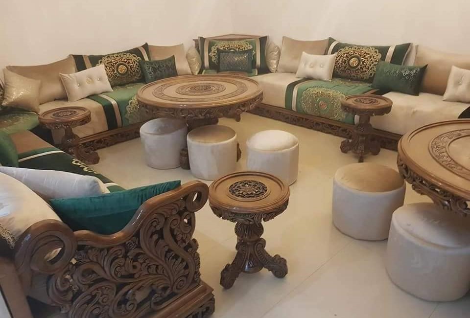 Meubles en bois salon marocain traditionnel